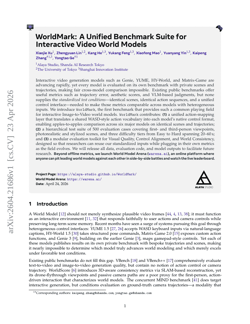 WorldMark: A Unified Benchmark Suite for Interactive Video World Models