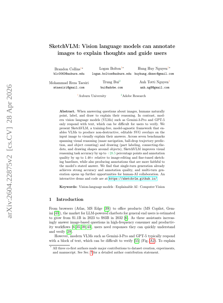 SketchVLM: Vision language models can annotate images to explain thoughts and guide users