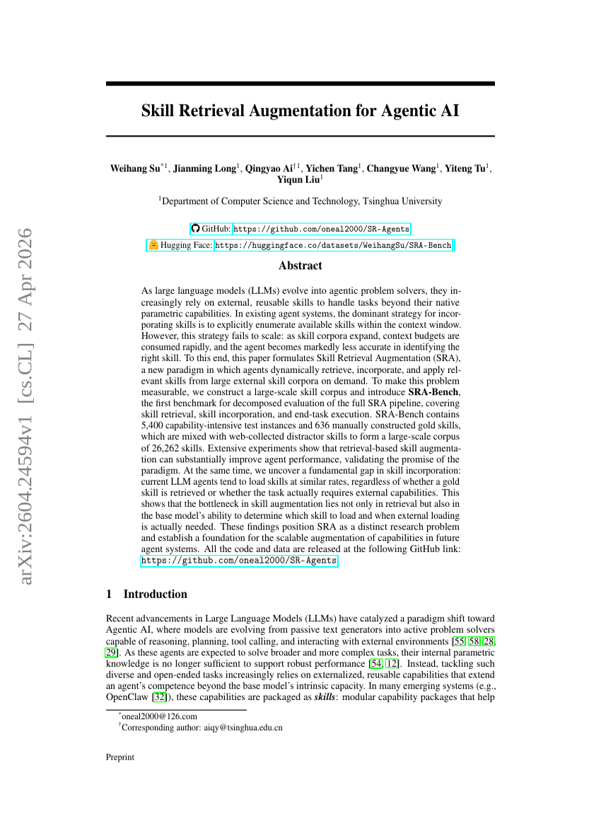 Skill Retrieval Augmentation for Agentic AI