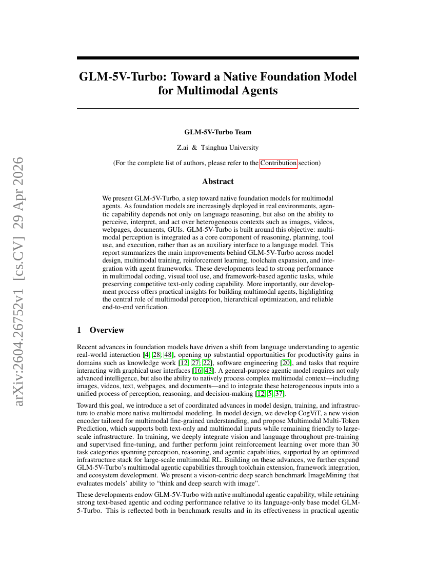 GLM-5V-Turbo: Toward a Native Foundation Model for Multimodal Agents