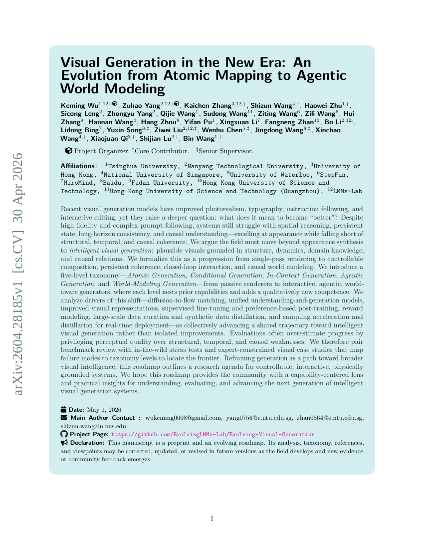 Visual Generation in the New Era: An Evolution from Atomic Mapping to Agentic World Modeling