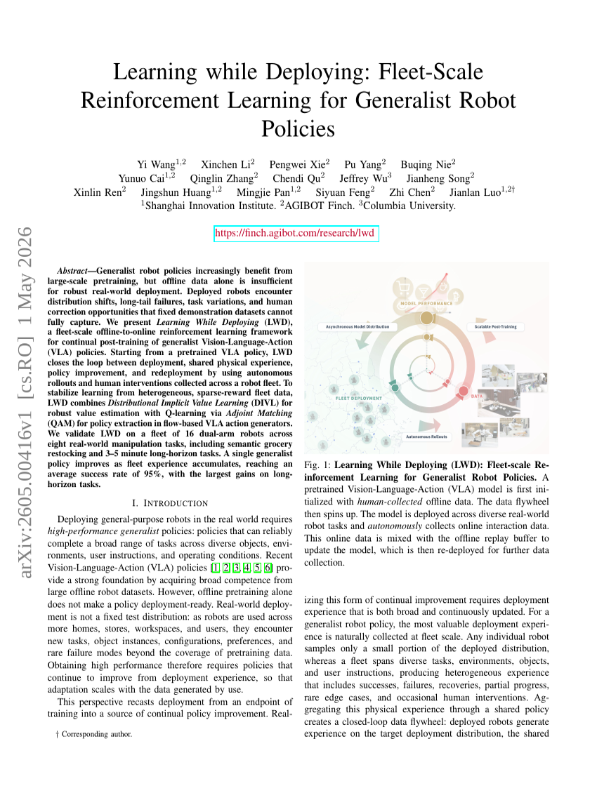 Learning while Deploying: Fleet-Scale Reinforcement Learning for Generalist Robot Policies