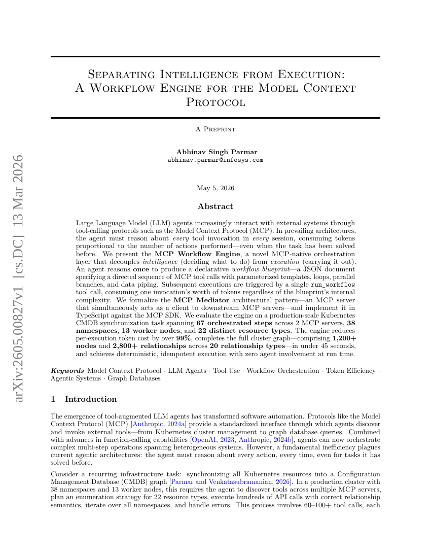 Separating Intelligence from Execution: A Workflow Engine for the Model Context Protocol