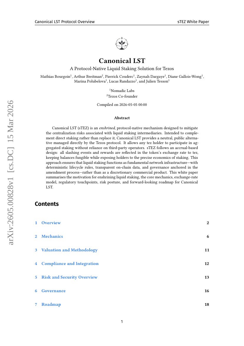 Canonical LST: A Protocol-Native Liquid Staking Solution for Tezos