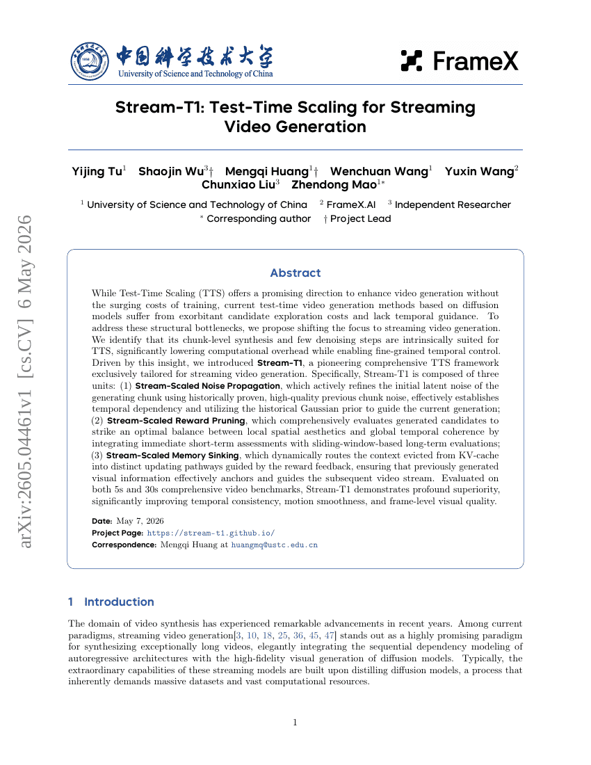 Stream-T1: Test-Time Scaling for Streaming Video Generation
