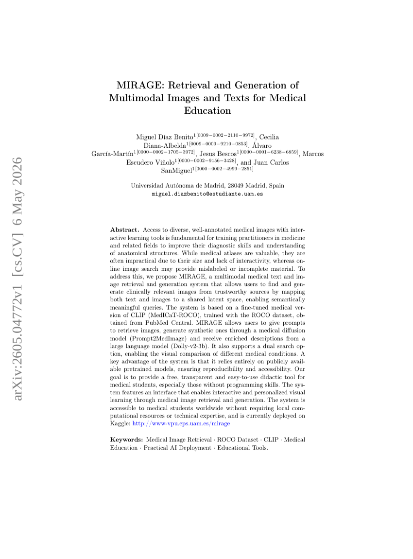 MIRAGE: Retrieval and Generation of Multimodal Images and Texts for Medical Education