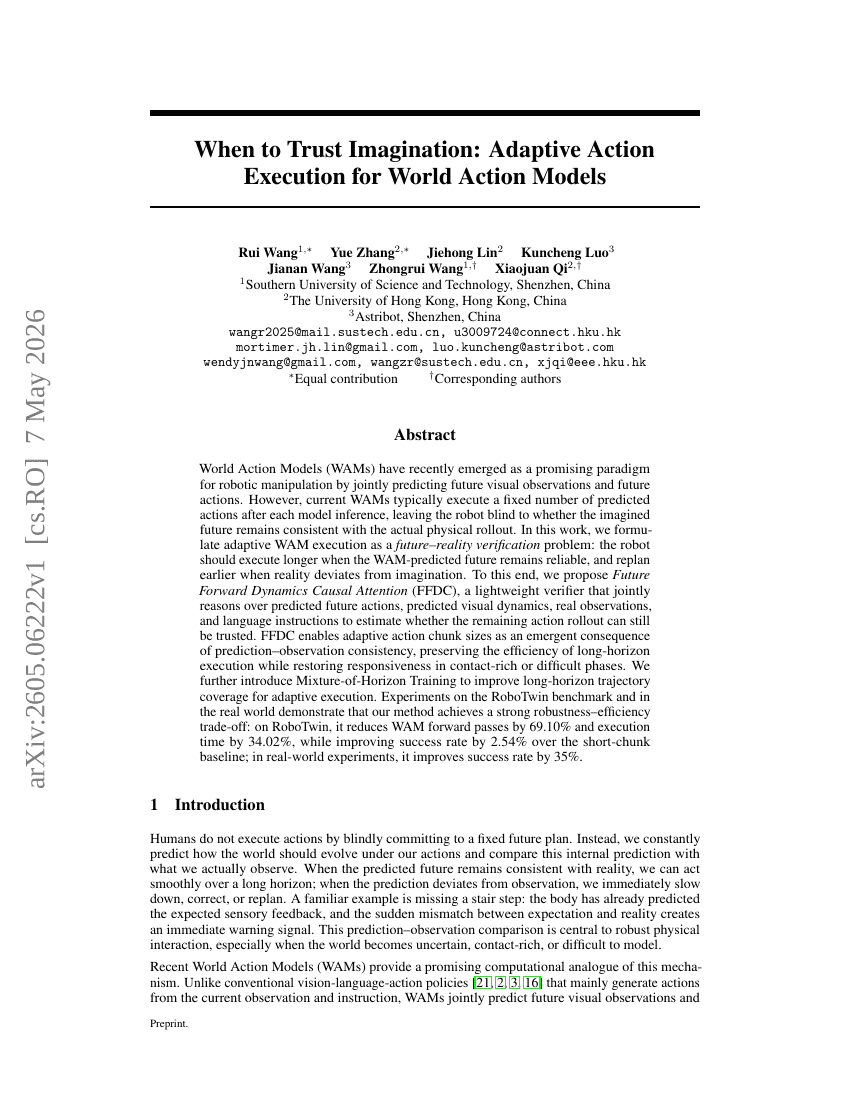 When to Trust Imagination: Adaptive Action Execution for World Action Models