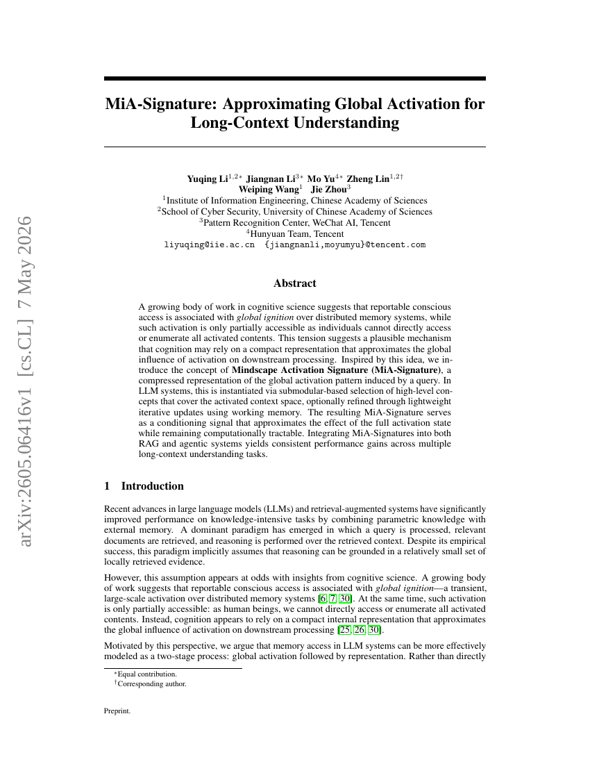 MiA-Signature: Approximating Global Activation for Long-Context Understanding