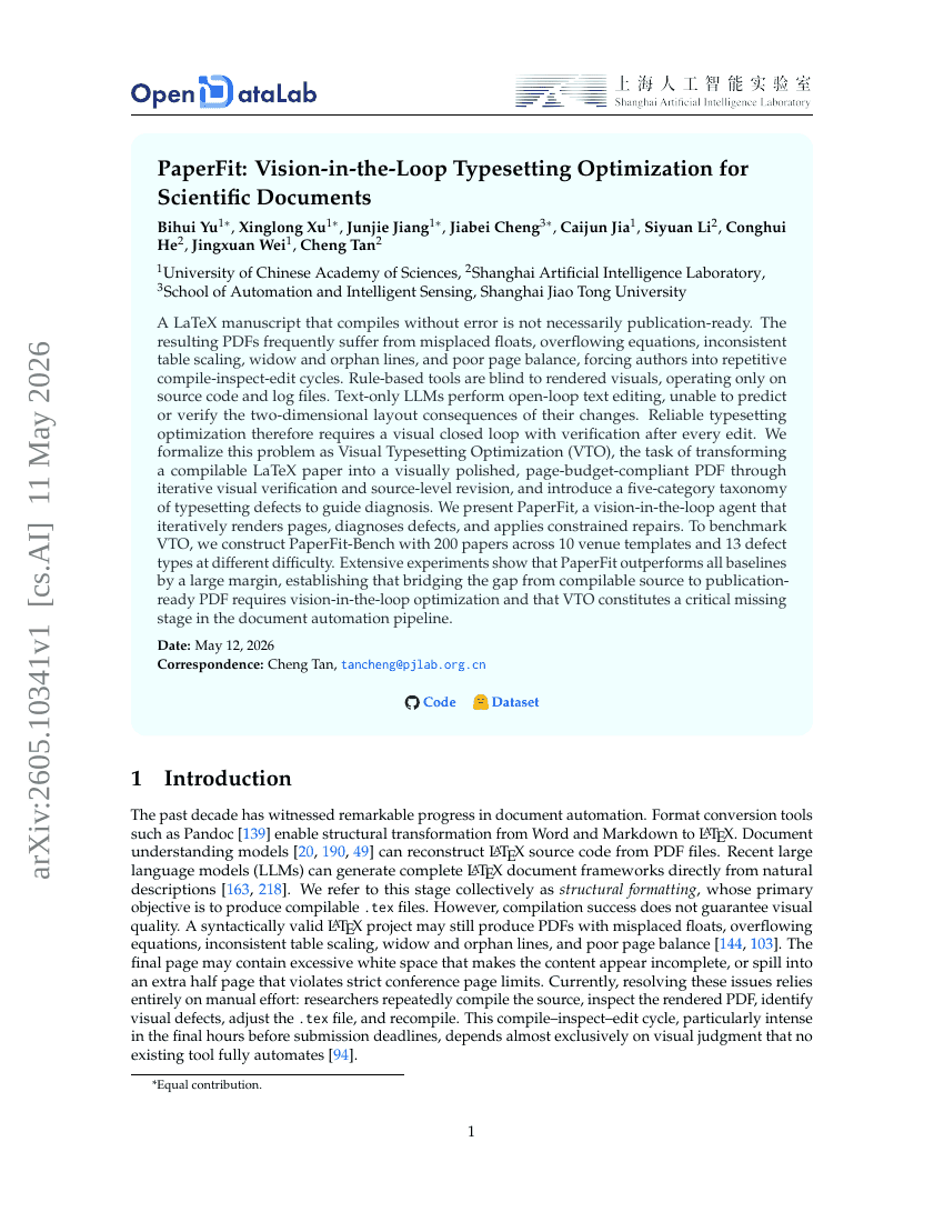 PaperFit: Vision-in-the-Loop Typesetting Optimization for Scientific Documents