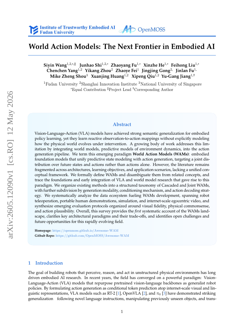 World Action Models: The Next Frontier in Embodied AI