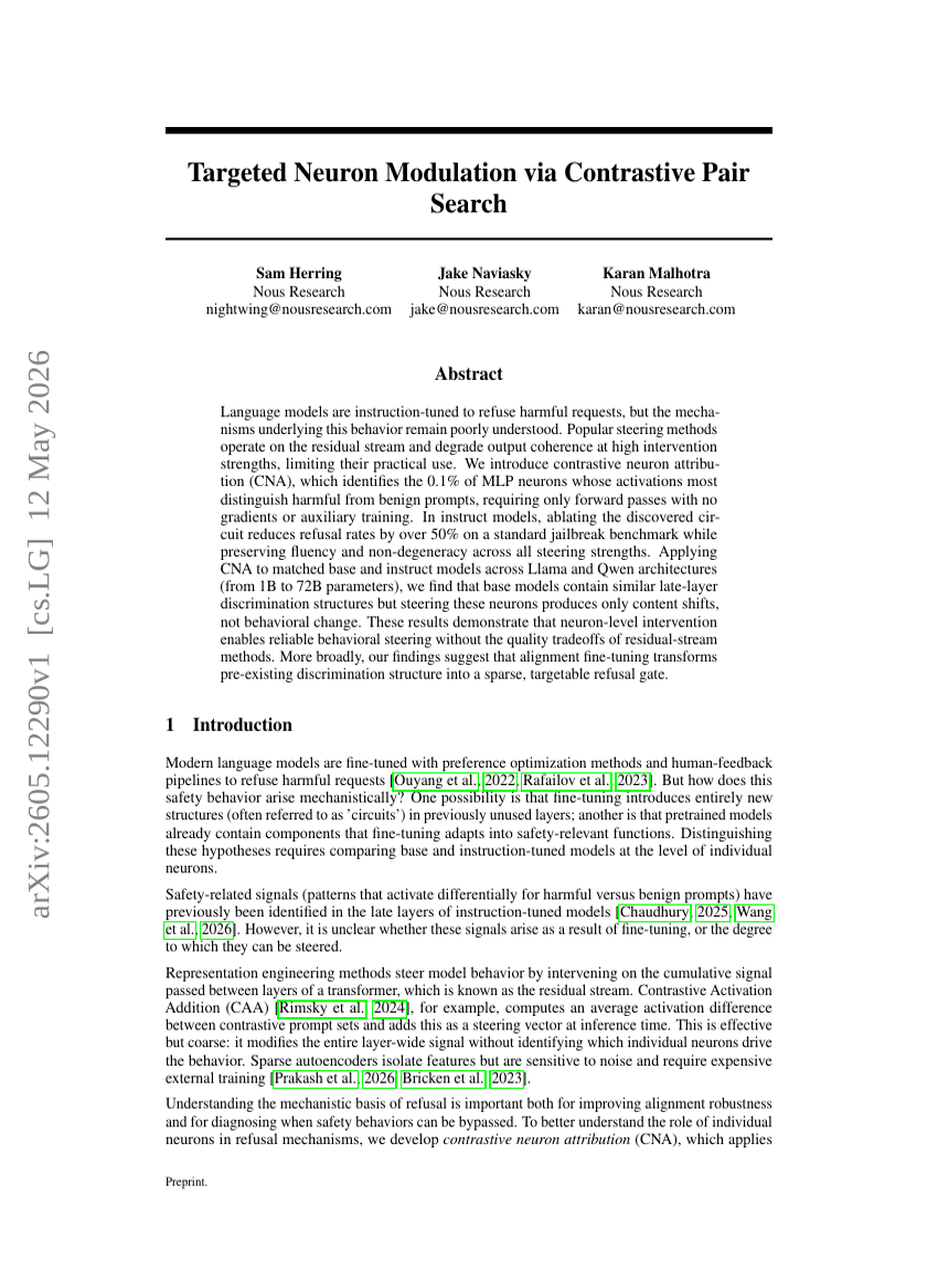 Targeted Neuron Modulation via Contrastive Pair Search