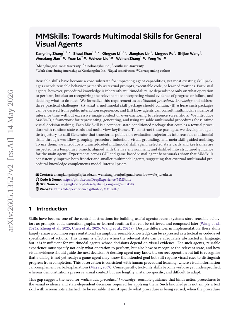 MMSkills: Towards Multimodal Skills for General Visual Agents