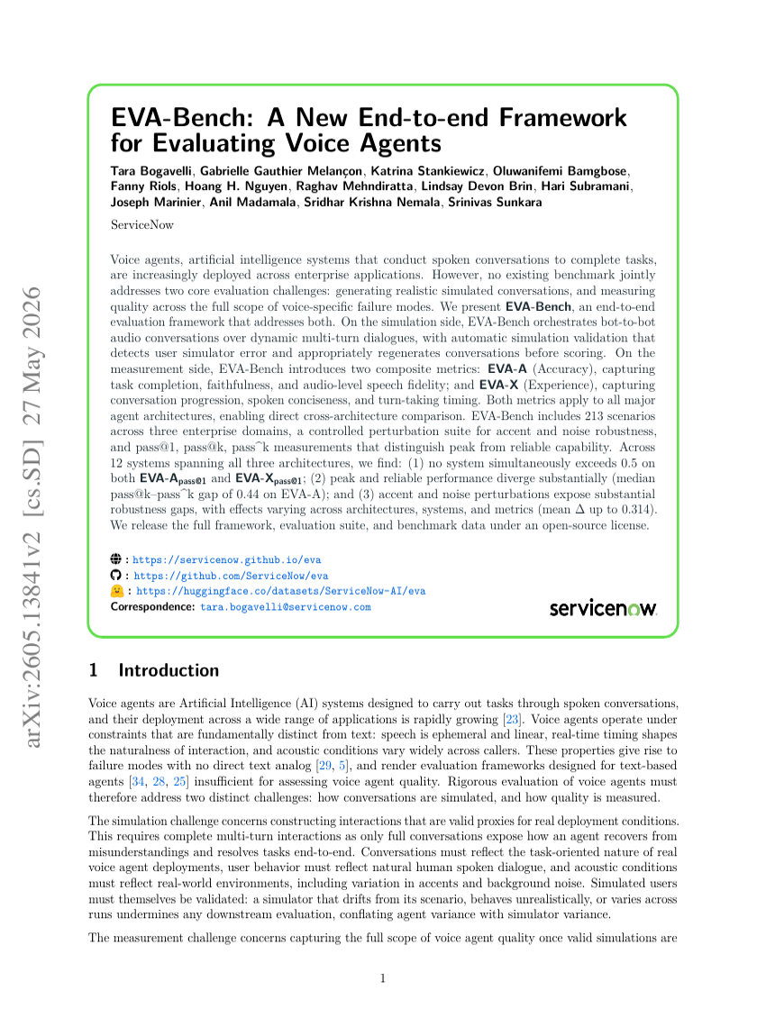 EVA-Bench: A New End-to-end Framework for Evaluating Voice Agents