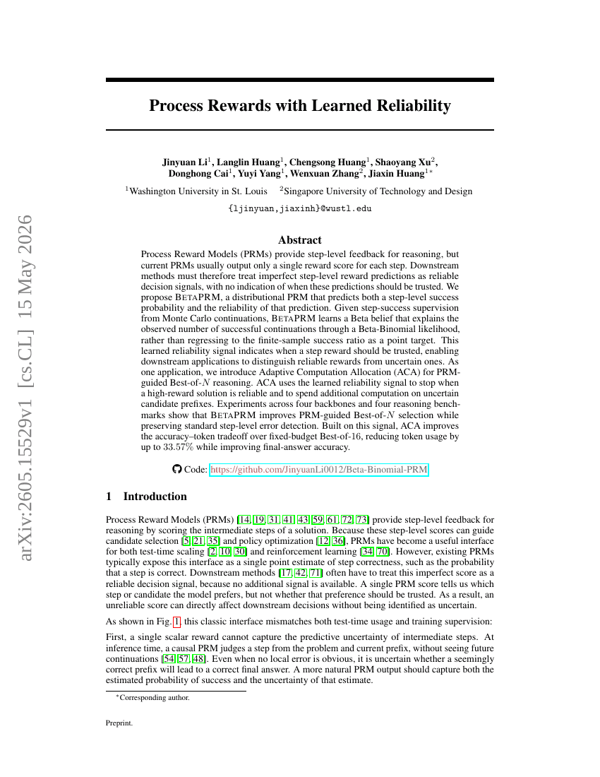 Process Rewards with Learned Reliability