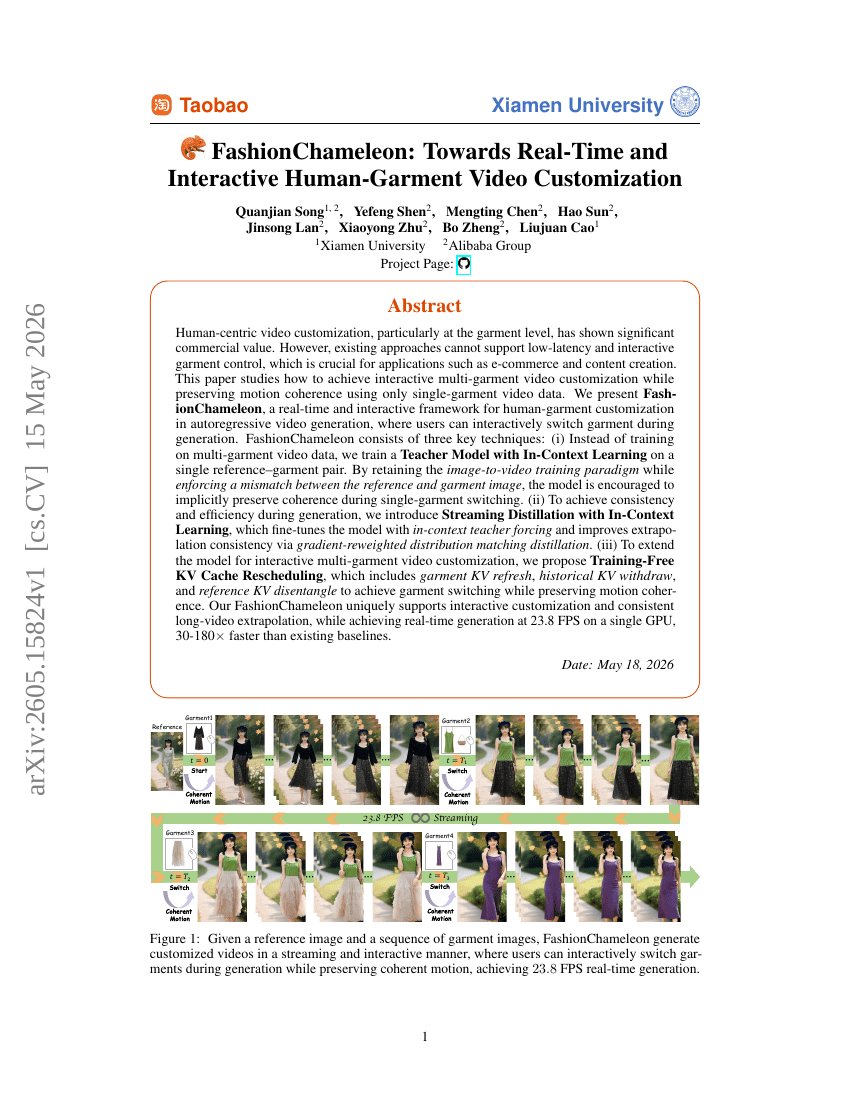 FashionChameleon: Towards Real-Time and Interactive Human-Garment Video Customization