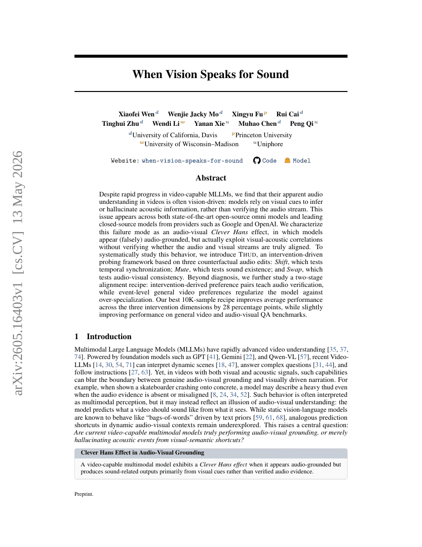 When Vision Speaks for Sound