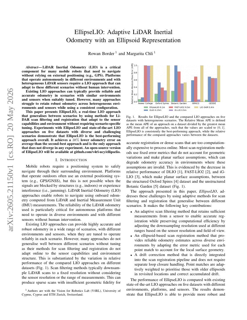 EllipseLIO: Adaptive LiDAR Inertial Odometry with an Ellipsoid Representation