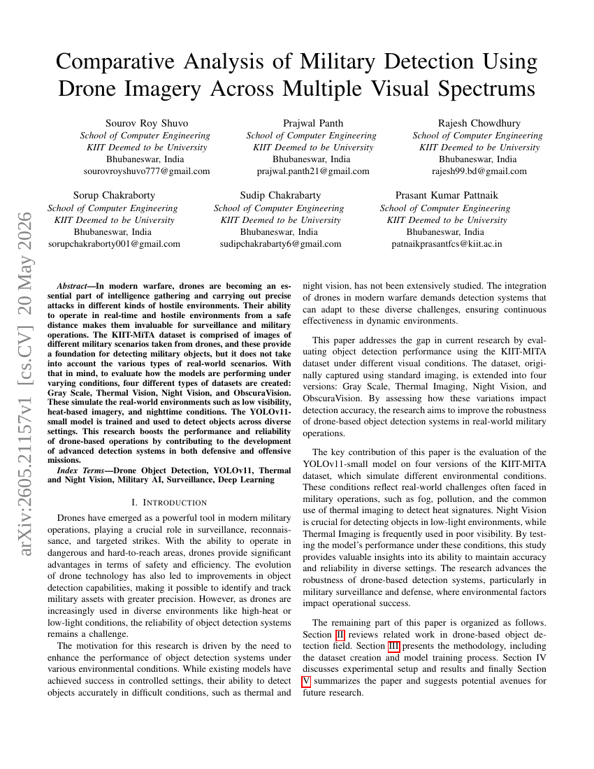 Comparative Analysis of Military Detection Using Drone Imagery Across Multiple Visual Spectrums