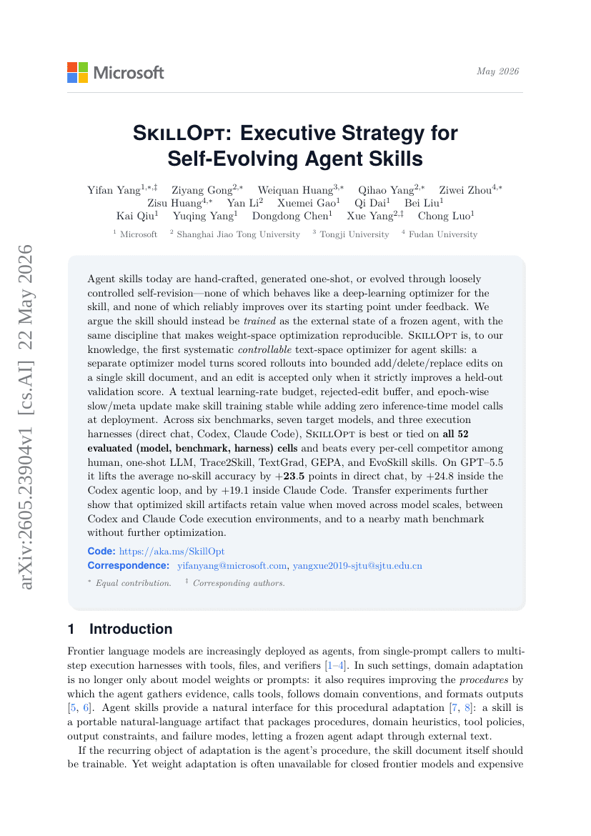 SkillOpt: Executive Strategy for Self-Evolving Agent Skills