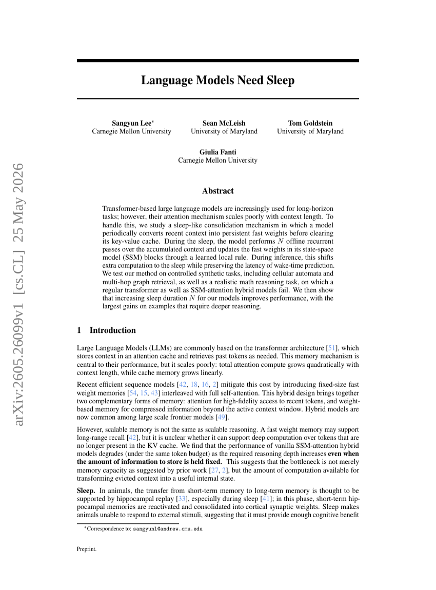 Language Models Need Sleep