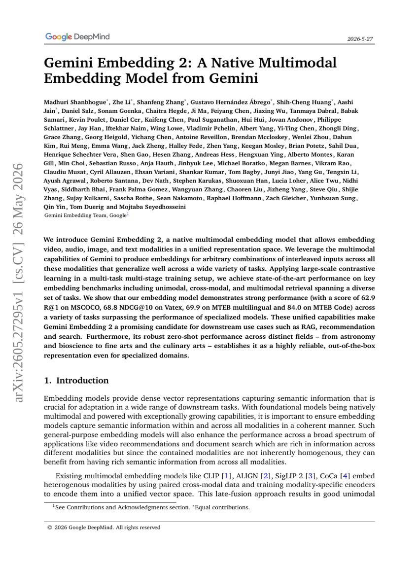 Gemini Embedding 2: A Native Multimodal Embedding Model from Gemini