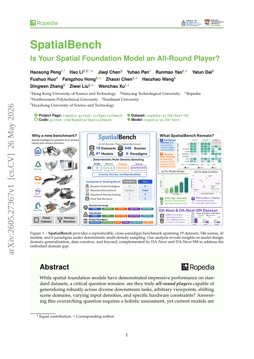 SpatialBench: Is Your Spatial Foundation Model an All-Round Player?