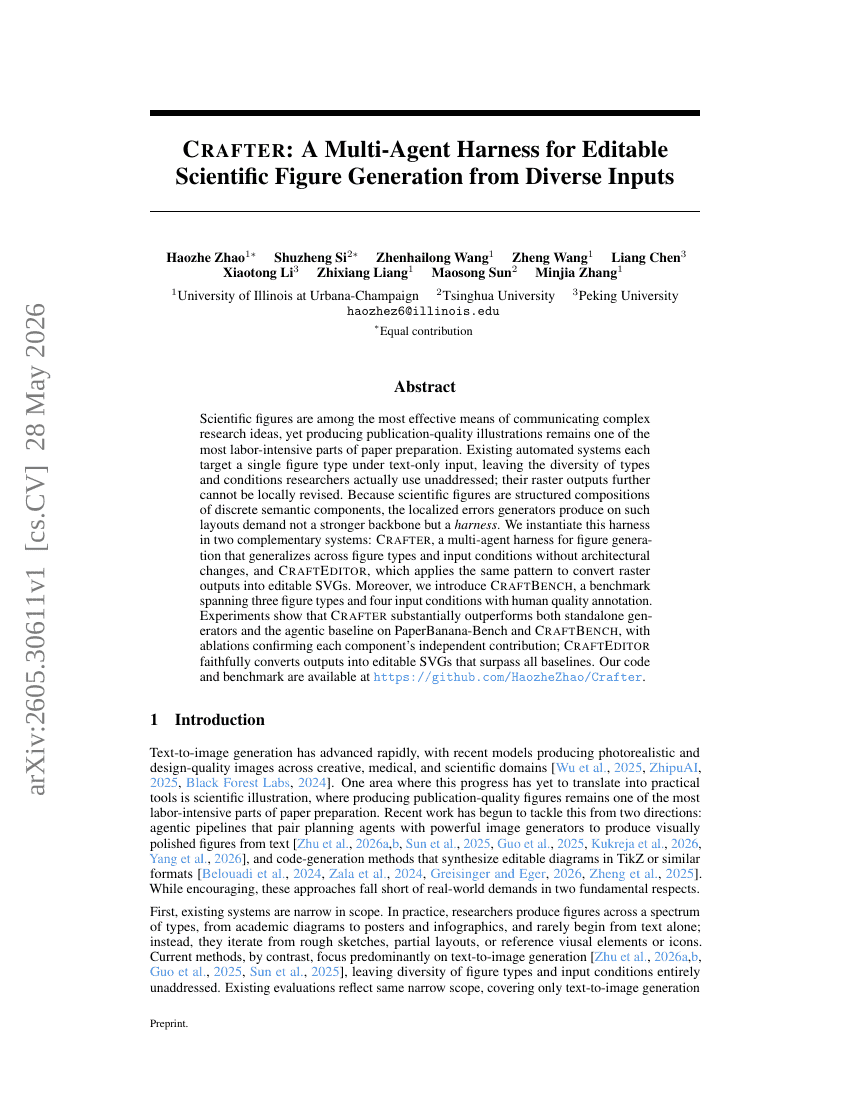 Crafter：用于从多样化输入生成可编辑科学图表的多 Agent 框架