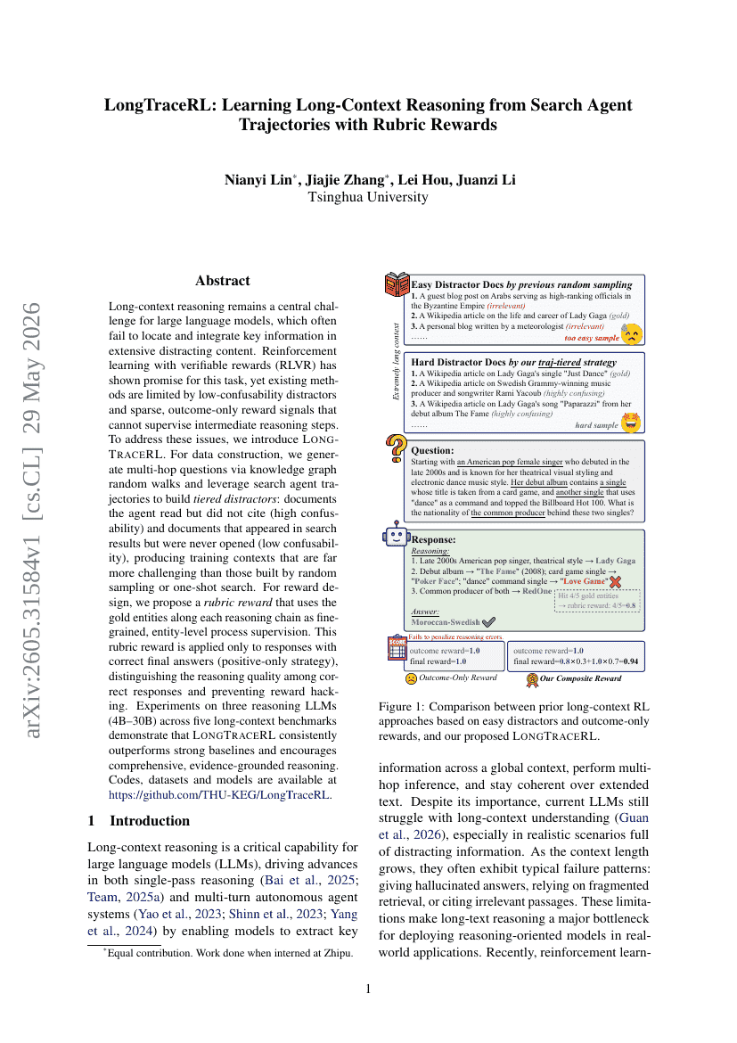 LongTraceRL: Learning Long-Context Reasoning from Search Agent Trajectories with Rubric Rewards