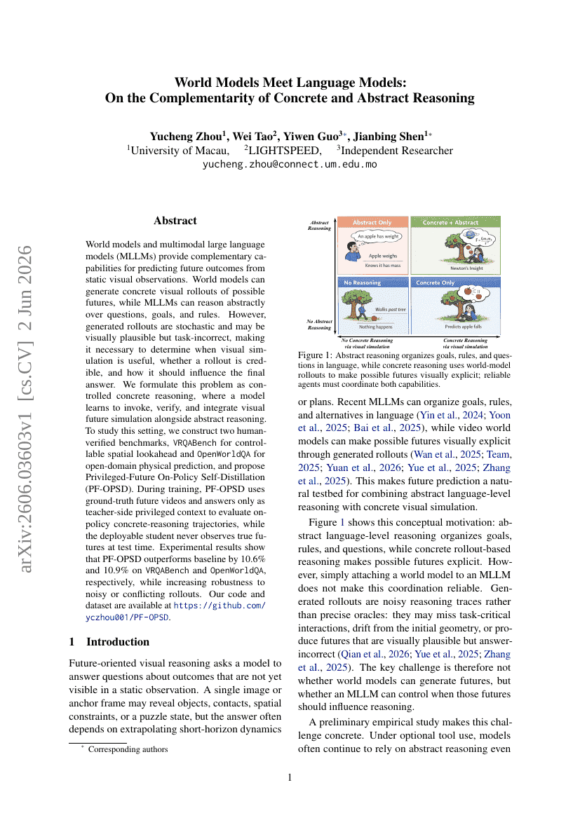 World Models Meet Language Models: On the Complementarity of Concrete and Abstract Reasoning