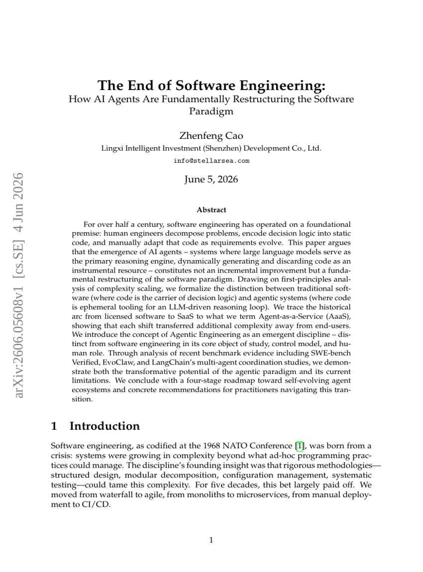 The End of Software Engineering: How AI Agents Are Fundamentally Restructuring the Software Paradigm