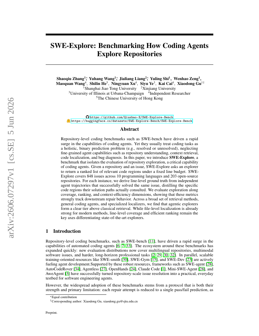 SWE-Explore: Benchmarking How Coding Agents Explore Repositories