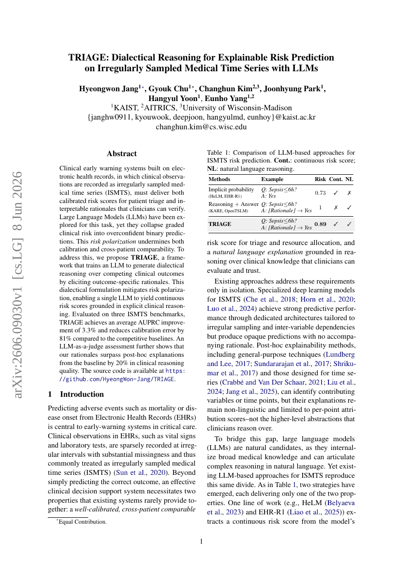 TRIAGE: Dialectical Reasoning for Explainable Risk Prediction on Irregularly Sampled Medical Time Series with LLMs