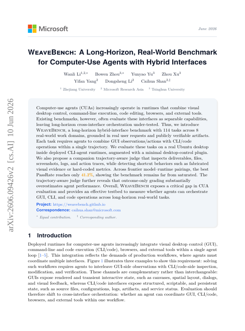WEAVEBENCH: A Long-Horizon, Real-World Benchmark for Computer-Use Agents with Hybrid Interfaces