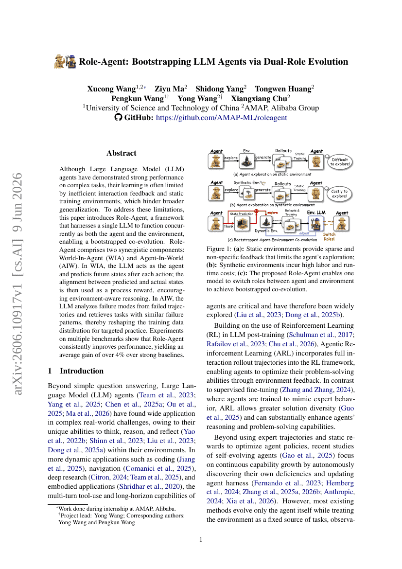 Role-Agent: Bootstrapping LLM Agents via Dual-Role Evolution