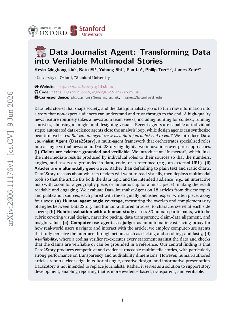 Data Journalist Agent: Transforming Data into Verifiable Multimodal Stories