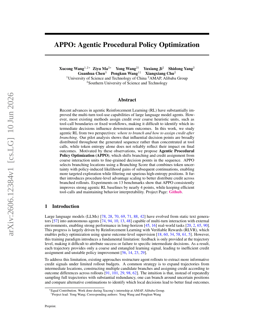 APPO: Agentic Procedural Policy Optimization