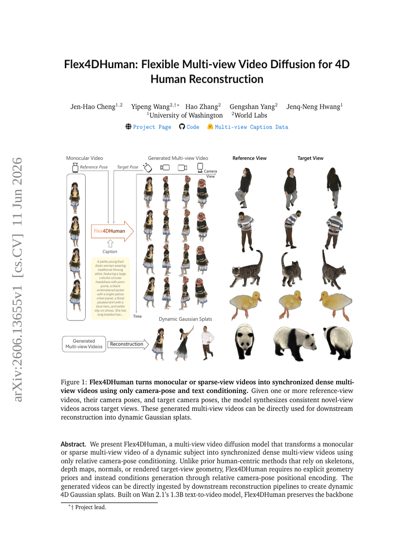 Flex4DHuman: Flexible Multi-view Video Diffusion for 4D Human Reconstruction