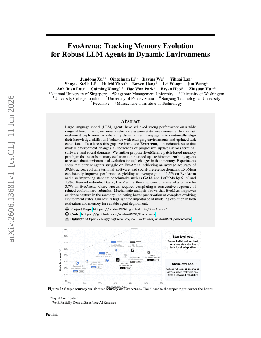 EvoArena: Tracking Memory Evolution for Robust LLM Agents in Dynamic Environments