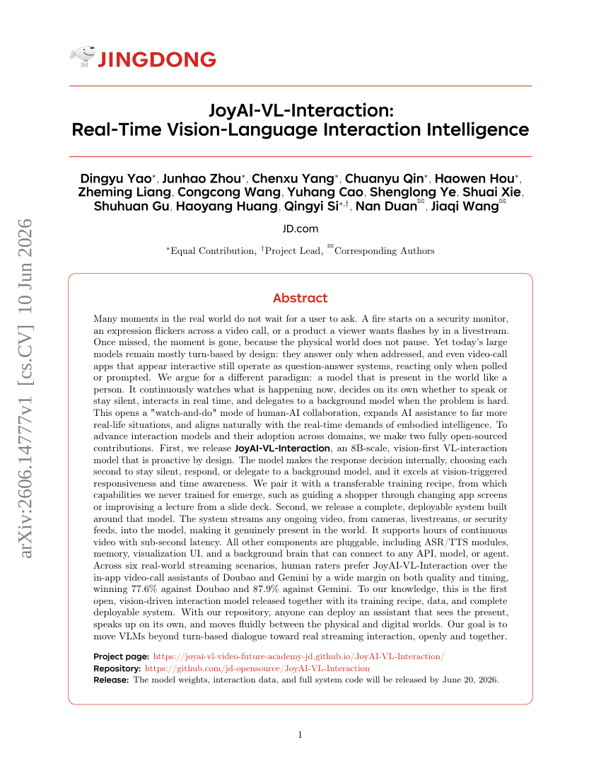JoyAI-VL-Interaction: Real-Time Vision-Language Interaction Intelligence