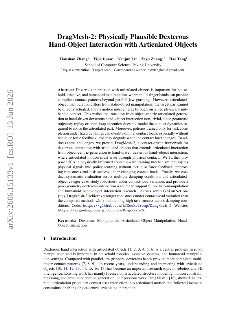 DragMesh-2: Physically Plausible Dexterous Hand-Object Interaction with Articulated Objects