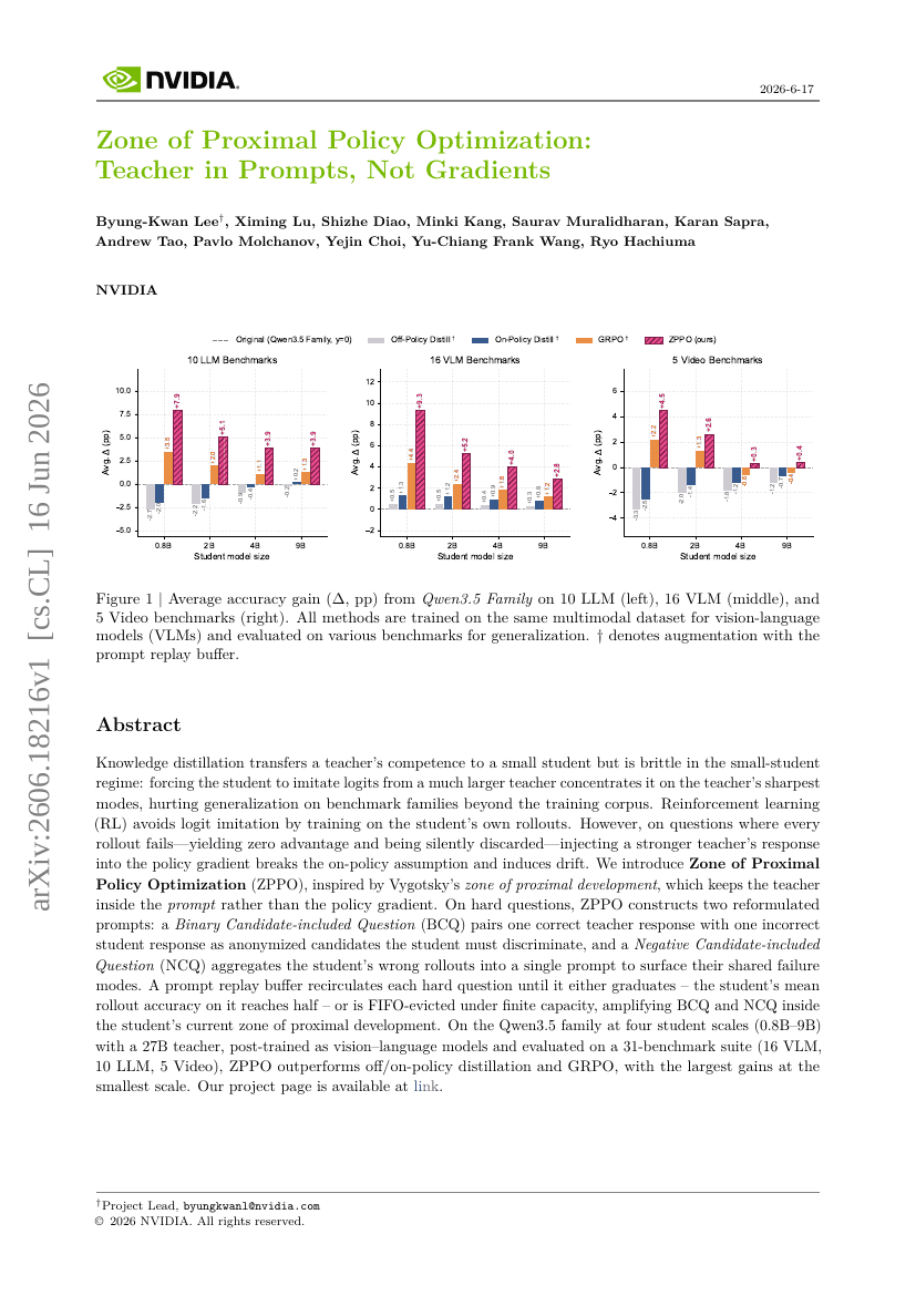 Zone of Proximal Policy Optimization: Teacher in Prompts, Not Gradients