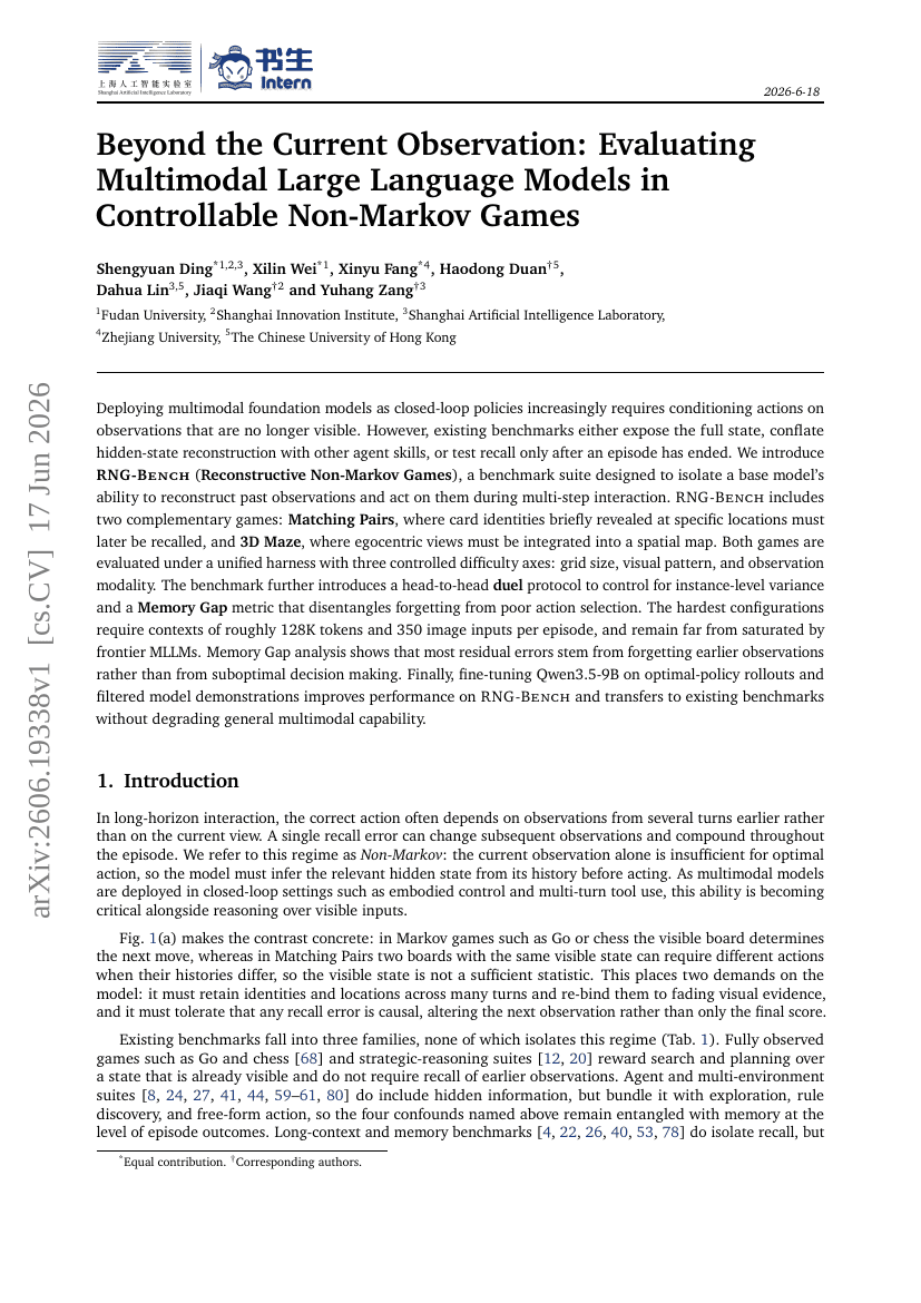 Beyond the Current Observation: Evaluating Multimodal Large Language Models in Controllable Non-Markov Games