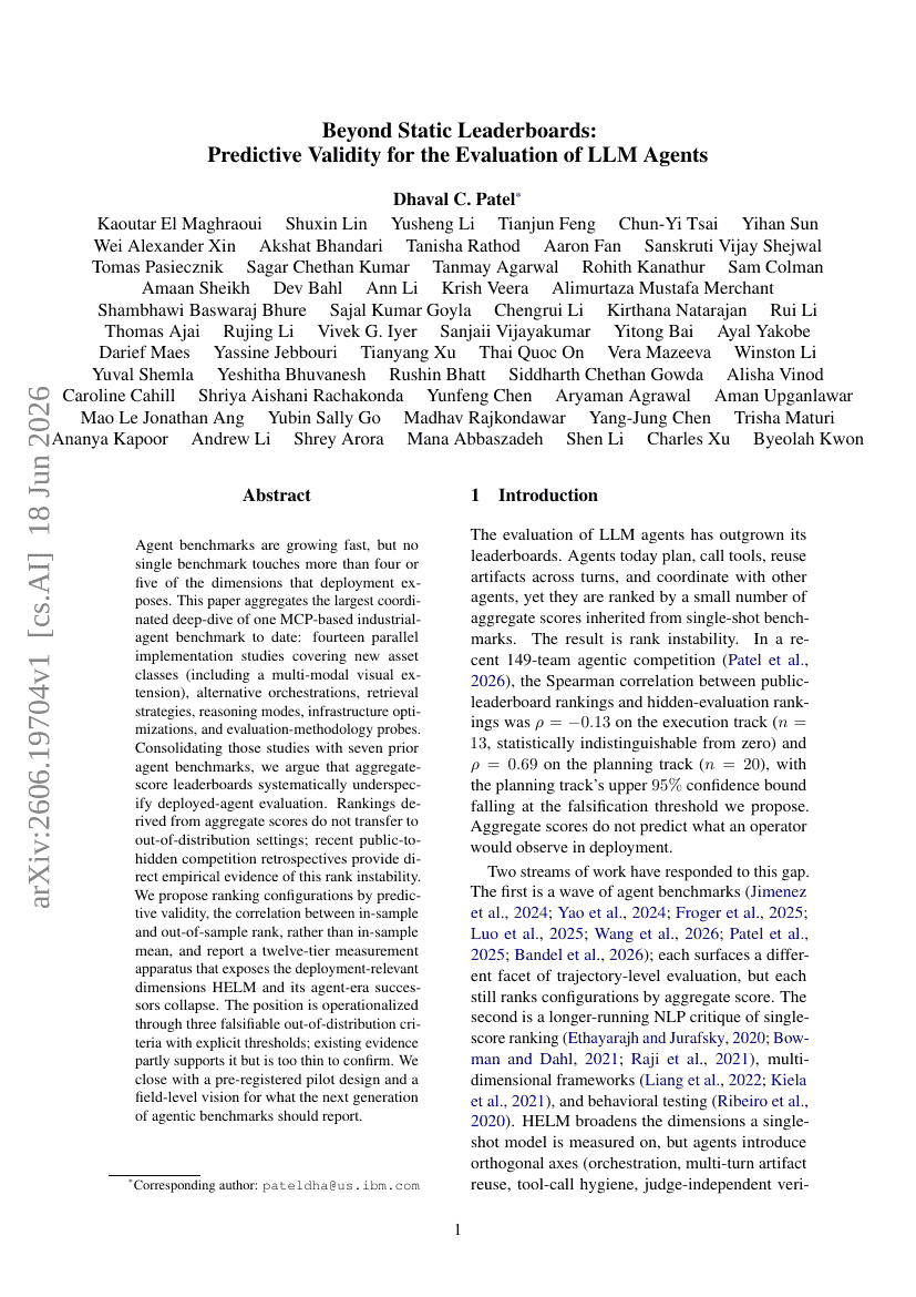 Beyond Static Leaderboards: Predictive Validity for the Evaluation of LLM Agents