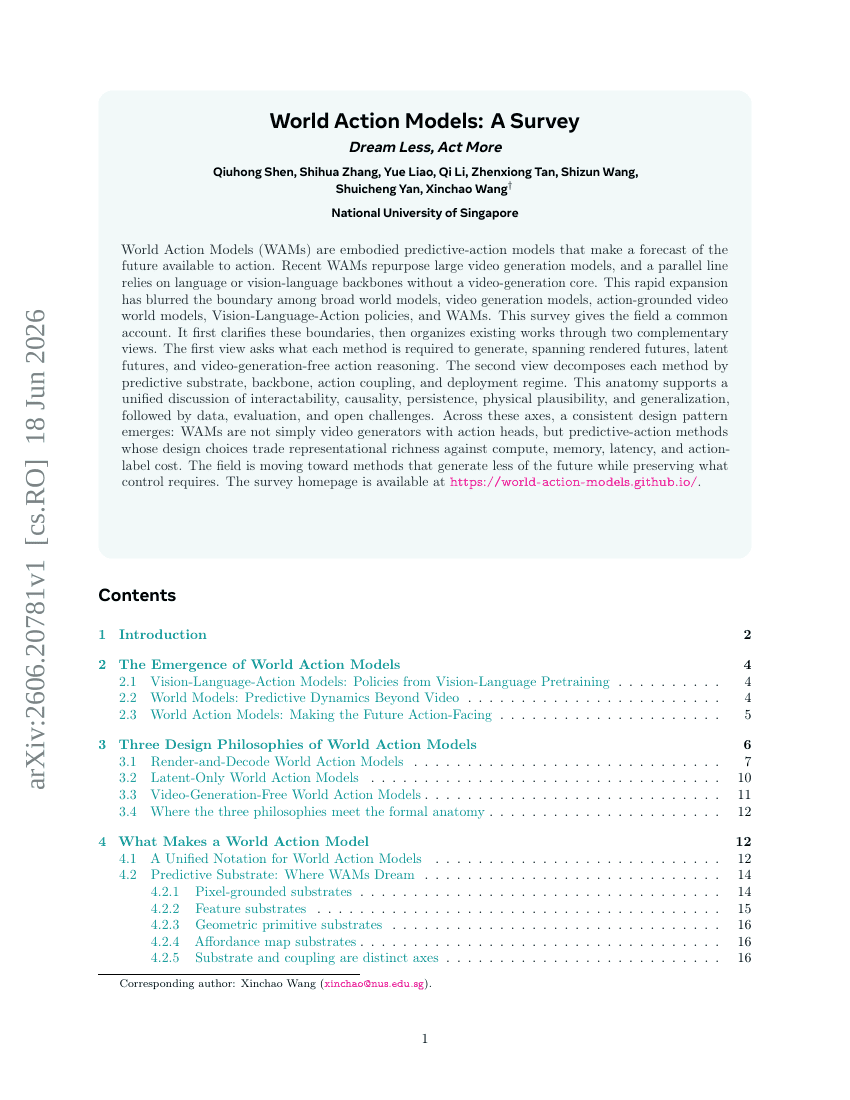 World Action Models: A Survey