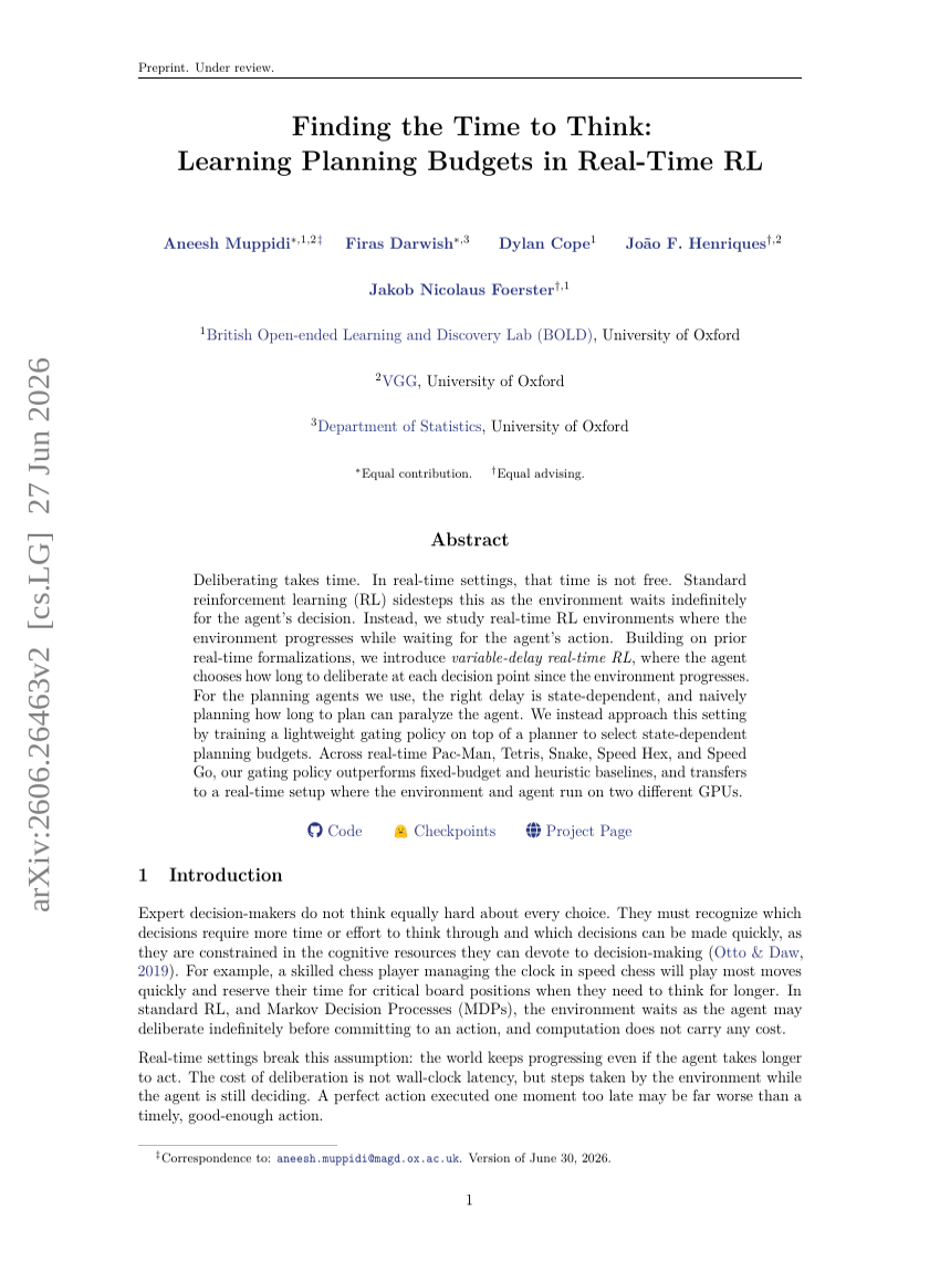 Finding the Time to Think: Learning Planning Budgets in Real-Time RL