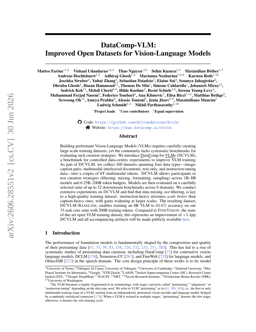 DataComp-VLM: Improved Open Datasets for Vision-Language Models