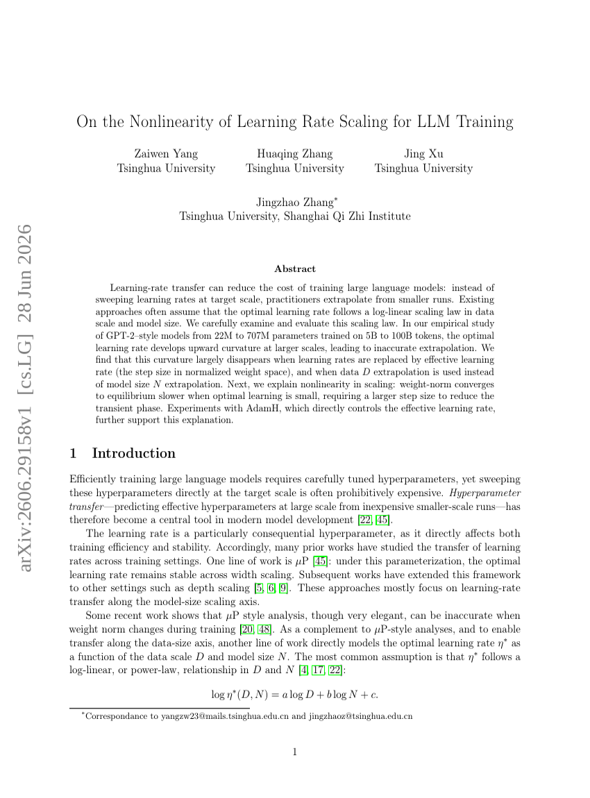 On the Nonlinearity of Learning Rate Scaling for LLM Training