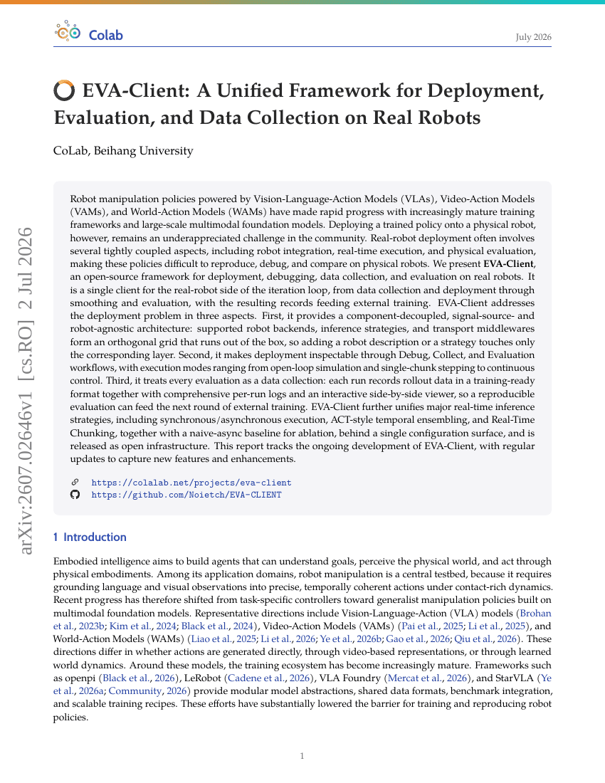 EVA-Client: A Unified Framework for Deployment, Evaluation, and Data Collection on Real Robots