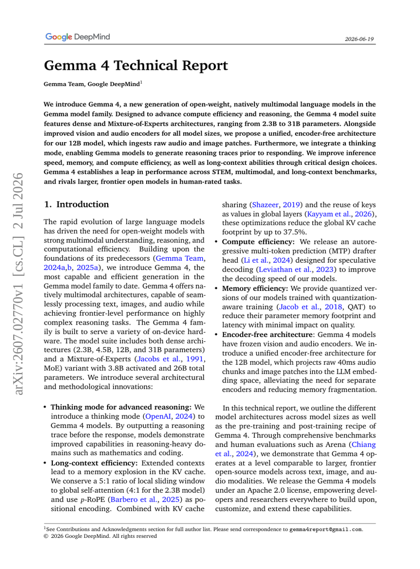 Gemma 4 Technical Report