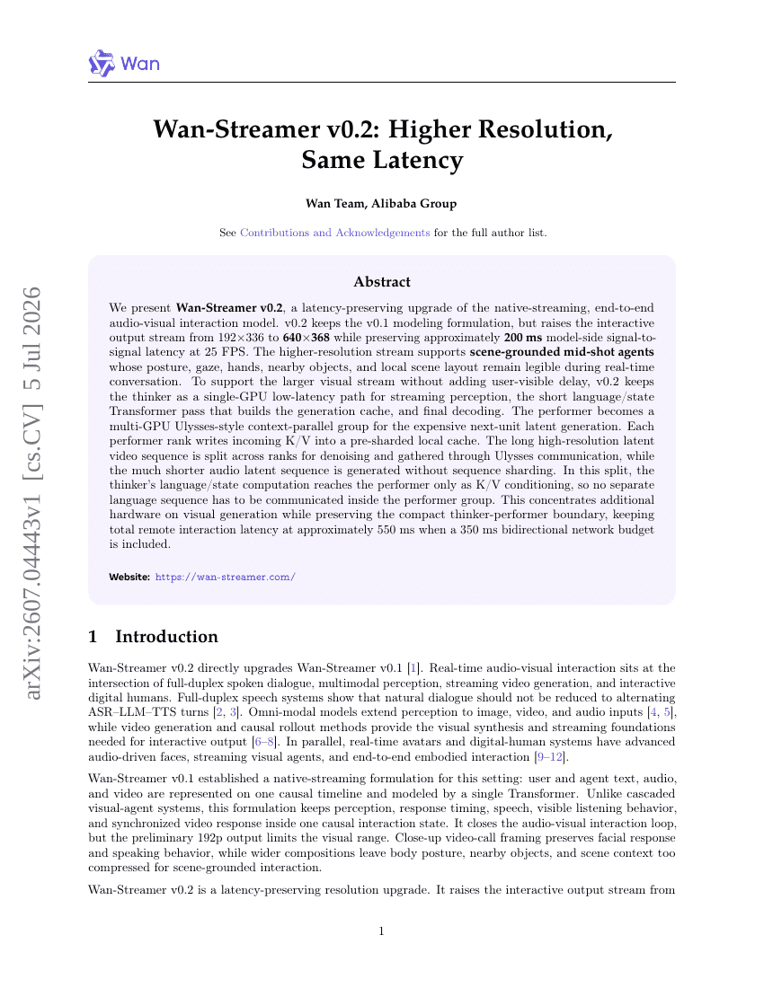 Wan-Streamer v0.2: Higher Resolution, Same Latency
